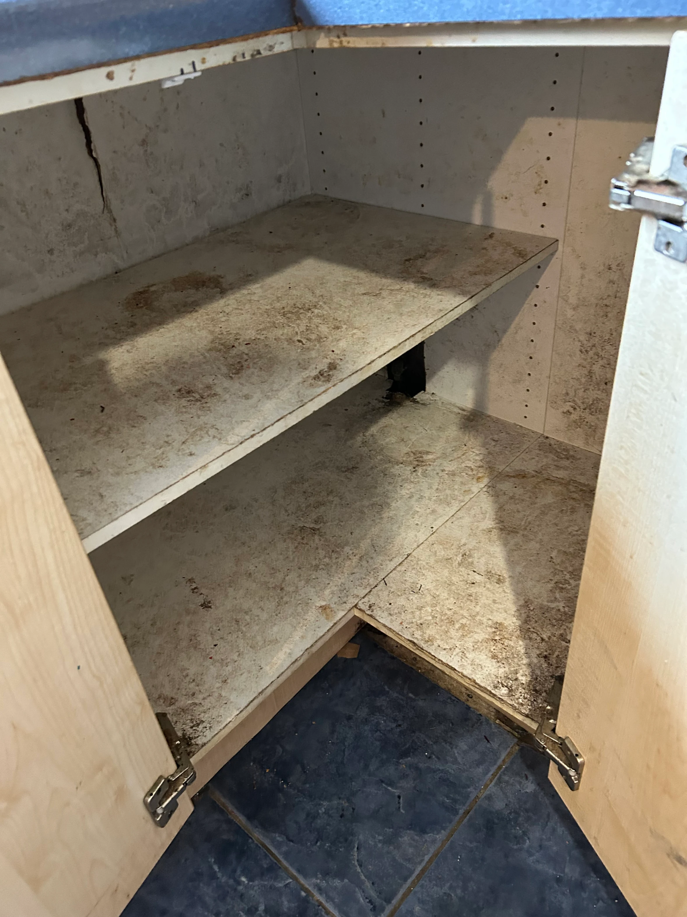 The same cupboards before cleaning